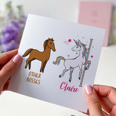 Funny Card For Boss Birthday Card For Your Boss Cute Card Happy Birthday Card With Unicorn And Name Thank You Card New Boss Card For Her