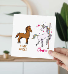 Funny Card For Boss Birthday Card For Your Boss Cute Card Happy Birthday Card With Unicorn And Name Thank You Card New Boss Card For Her