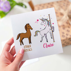 Funny Card For Boss Birthday Card For Your Boss Cute Card Happy Birthday Card With Unicorn And Name Thank You Card New Boss Card For Her