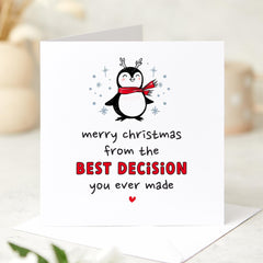 Funny Christmas Card For Boyfriend Girlfriend Wife Husband From Best Decision You Ever Made Gift Card Penguin For Her Him Mum Dad