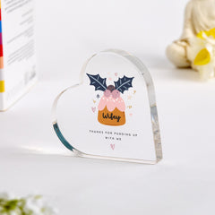 Funny Christmas Gift for Husband or Wife Heart Acrylic Plaque with Pudding Design Cute Festive Keepsake for Hubby or Wifey Xmas gift