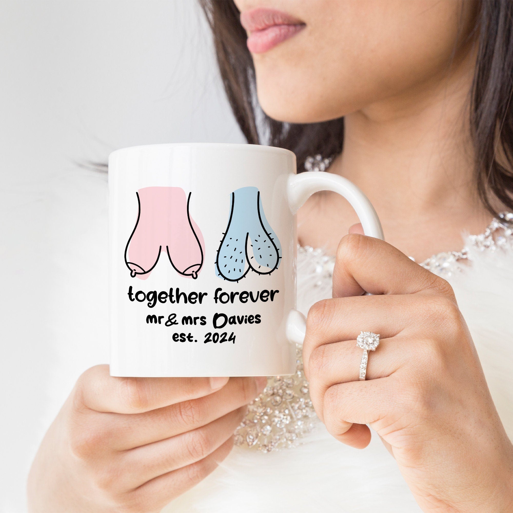 Funny couple mug Together forever Engagement gift for her him Newlywed present Wedding gift for bride groom Humour gift for wife husband