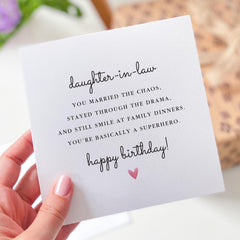 Funny Daughter - in - Law Birthday Card Humorous and Heartfelt Message