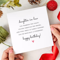 Funny Daughter - in - Law Birthday Card Humorous and Heartfelt Message