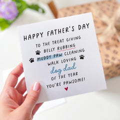 Funny Dog Dad Father's Day Card for Dog Owner Pawsome Card from the Dog Treat Giving Muddy Paw Cleaning Pet Owner Card Perfect for Dog Lover