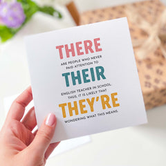 Funny English Teacher Card Thank You Gift Card For English Teacher Gift Card For Him Her Teacher Women Teacher For Gratitude Card Grammar