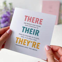 Funny English Teacher Card Thank You Gift Card For English Teacher Gift Card For Him Her Teacher Women Teacher For Gratitude Card Grammar