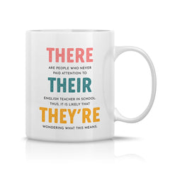Funny English Teacher Gift Their There They're Mug End of Year Christmas Appreciation Thank You Gift