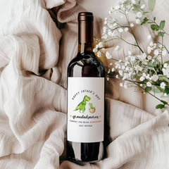 Funny Father’s Day Wine Label for Grandad Roarsome Dinosaur Design Cute and Playful Gift Idea from Grandkids for grandad grandpa papa