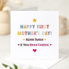 Funny First Mother's Day Card for New Mum Sleep Deprived Mummy Coffee Lover Gift Cute Baby Shower Card for Her New Mama Gift 1st Mothers Day