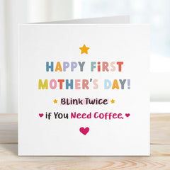 Funny First Mother's Day Card for New Mum Sleep Deprived Mummy Coffee Lover Gift Cute Baby Shower Card for Her New Mama Gift 1st Mothers Day