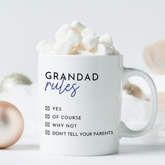 Funny Grandad Rules Mug / Father's Day Christmas Gift for Grandpa / Grandad's Birthday