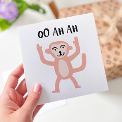 Funny Monkey Card With "Ooâ Ahâ Ah" Text Cheeky Monkey Happy Birthday Card For Kids Adults For Her Him Friends Greeting Card