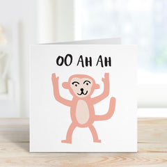 Funny Monkey Card With "Ooâ Ahâ Ah" Text Cheeky Monkey Happy Birthday Card For Kids Adults For Her Him Friends Greeting Card