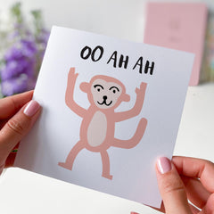 Funny Monkey Card With "Ooâ Ahâ Ah" Text Cheeky Monkey Happy Birthday Card For Kids Adults For Her Him Friends Greeting Card