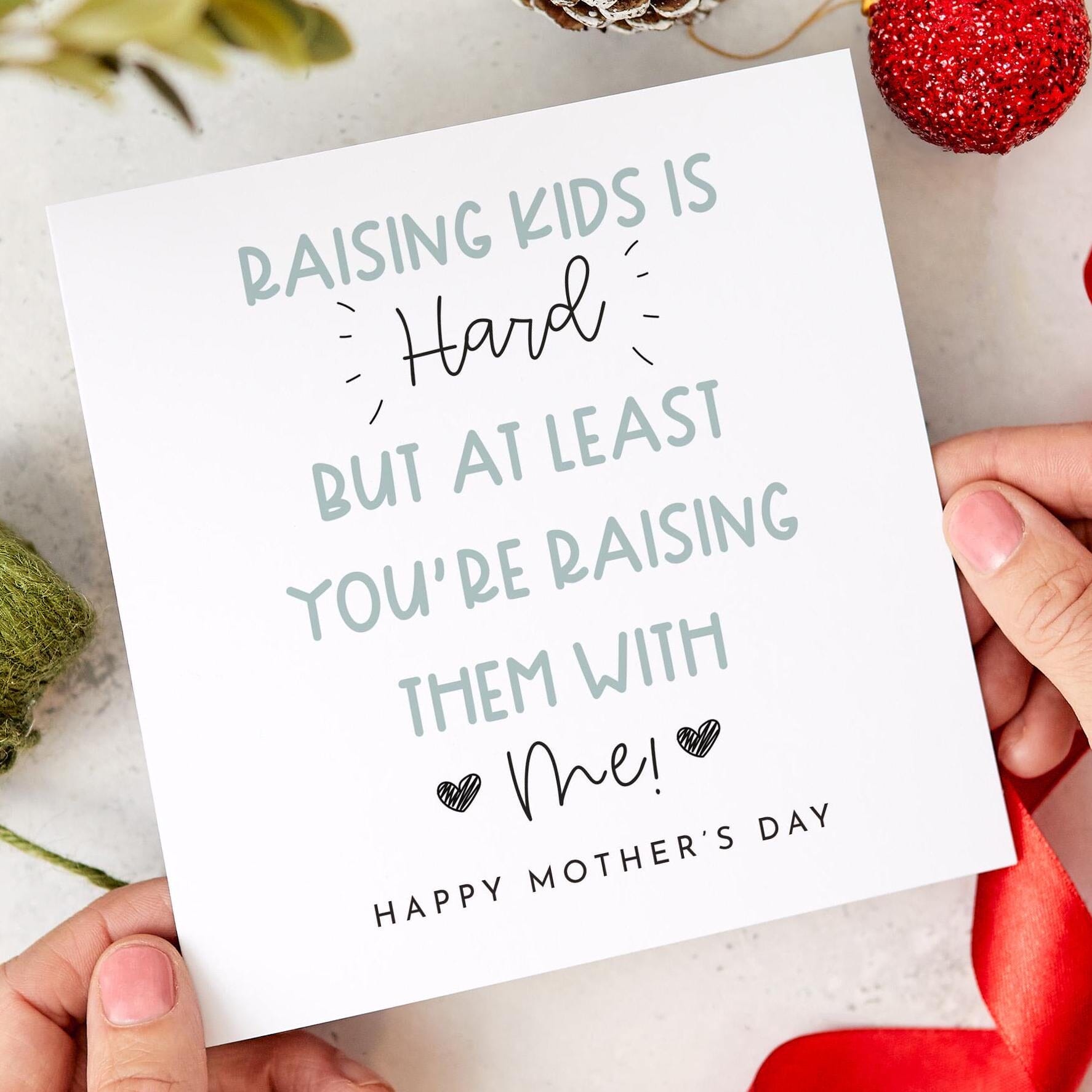 Funny Mother's Day Card for Mum from Husband Cute Gift for Mummy Humorous Parenting Joke Raising Kids Appreciation Thoughtful Present Wife