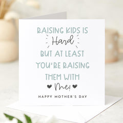 Funny Mother's Day Card for Mum from Husband Cute Gift for Mummy Humorous Parenting Joke Raising Kids Appreciation Thoughtful Present Wife