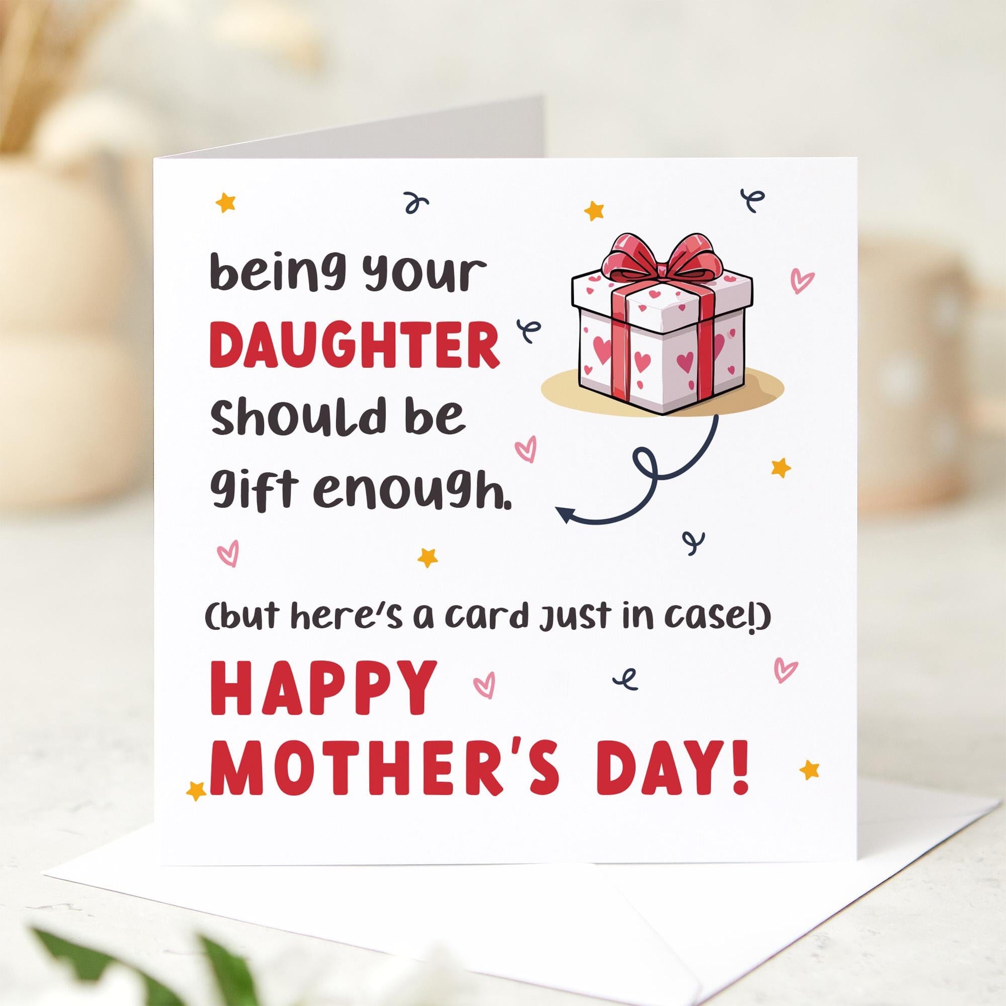 Funny Mothers Day Card from Daughter Personalised Mum Card Cute Gift for Mum Mothers Day Present for Her Humour Mothers Day Keepsake