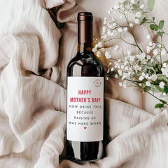 Funny Mother’s Day Wine Label - “Now Drink This” Gift for Mum Wine Sticker Prosecco Bottle Sticker for Mummy New Mum Present Wine Lover