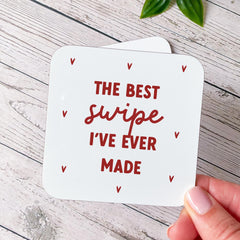 Funny Mug & Coaster Gift for Girlfriend Fiance Wife œThe Best Swipe I've Ever Made Cute Present Tinder Love Match Valentine's Day Birthday