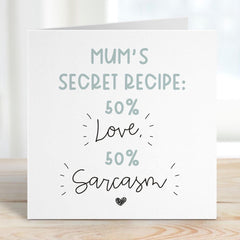 Funny Mum Birthday Card Personalised Mother's Day Card for Mum from Daughter Son Cute Sarcastic Card for Her with Secret Recipe Quote Mummy