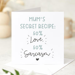 Funny Mum Birthday Card Personalised Mother's Day Card for Mum from Daughter Son Cute Sarcastic Card for Her with Secret Recipe Quote Mummy