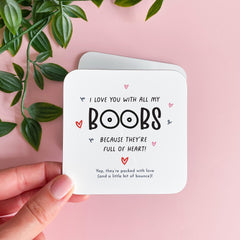 Funny Valentine’s Mug Love You With All My Boobs Cute Romantic Gift for Boyfriend Girlfriend