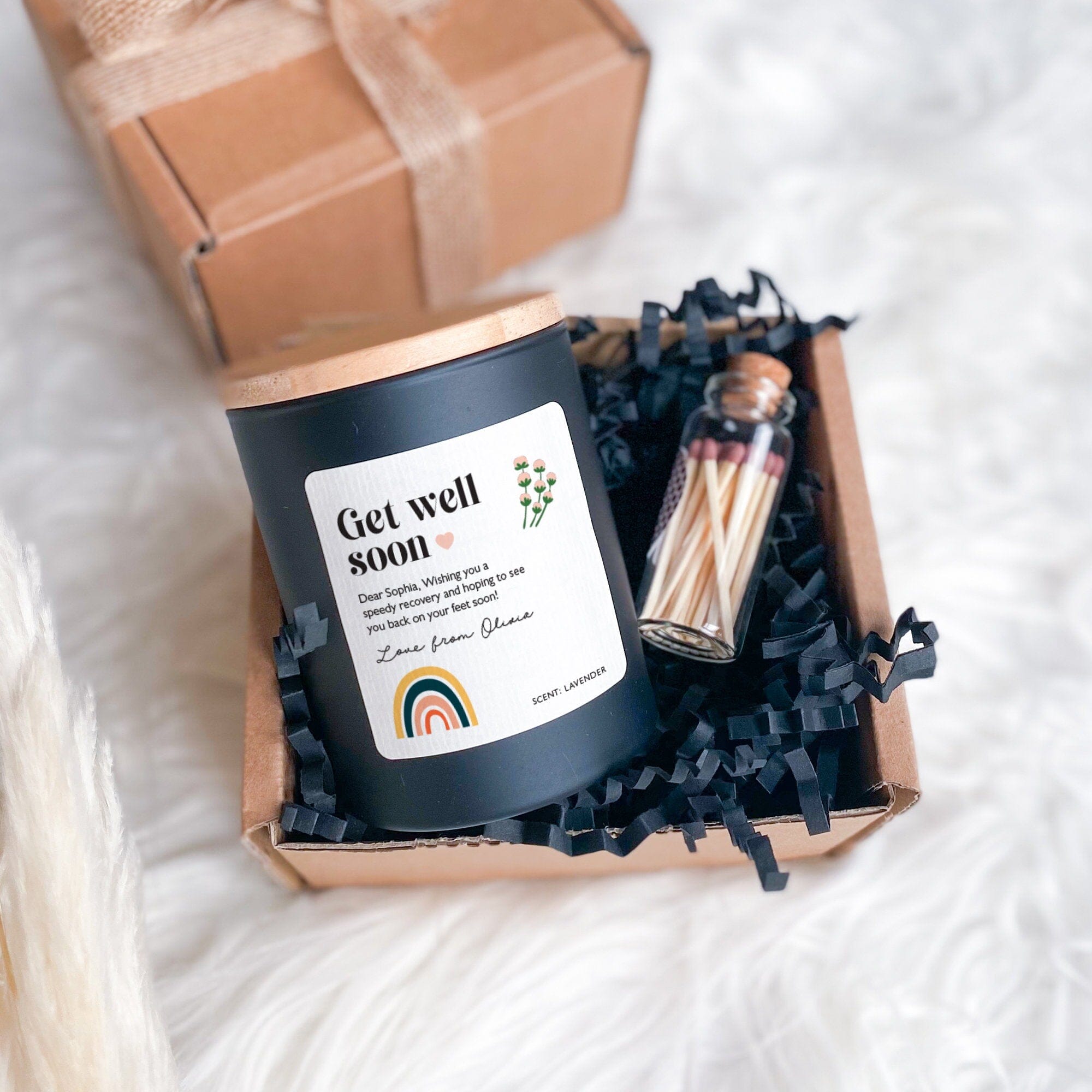 Get Well Soon Candle Gift Box For Her Him Rainbow Encouragement Gift Thinking Of You Gifts Scented