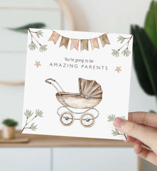 Gift Card For Parents Pregnancy New Baby Card Congratulations, Parents To Be You Are Going To Be Amazing Parents With Baby Carriage Design