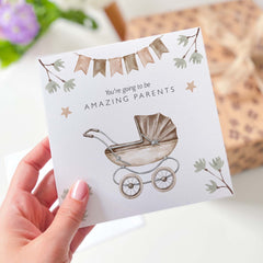 Gift Card For Parents Pregnancy New Baby Card Congratulations, Parents To Be You Are Going To Be Amazing Parents With Baby Carriage Design