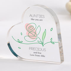 Gift for Auntie Acrylic Plaque Cute Gift from Niece or Nephew 'Aunties Like You Are Precious' Sentiment Keepsake for Birthday Christmas