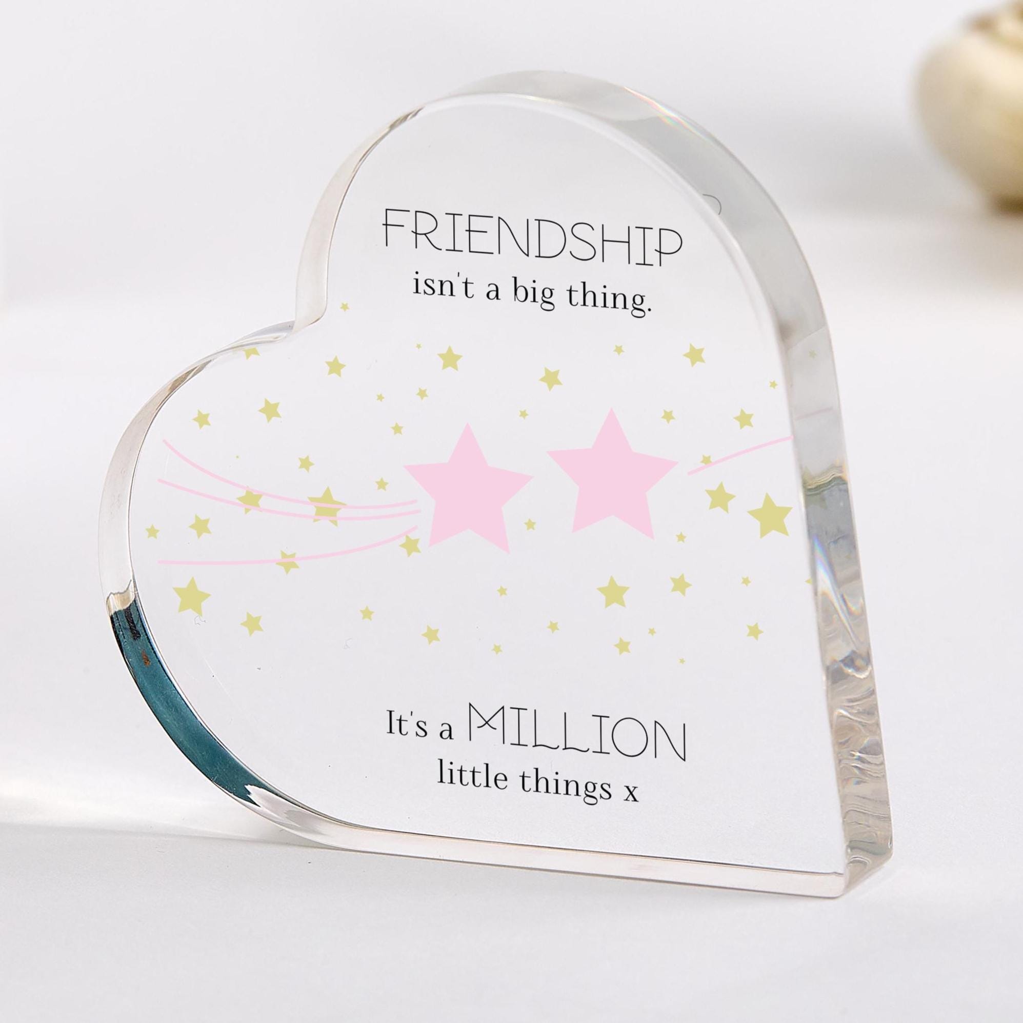 Best Friend Her Birthday Friendship Heart Shaped Acrylic Plaque Keepsake Cute Star Design Thoughtful Thank You Present