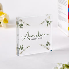 Gift for Bride Personalised Acrylic Plaque Wedding Name Sign Floral Keepsake Gift Bridal Party Table Decor Hen Party Keepsake Bride to be