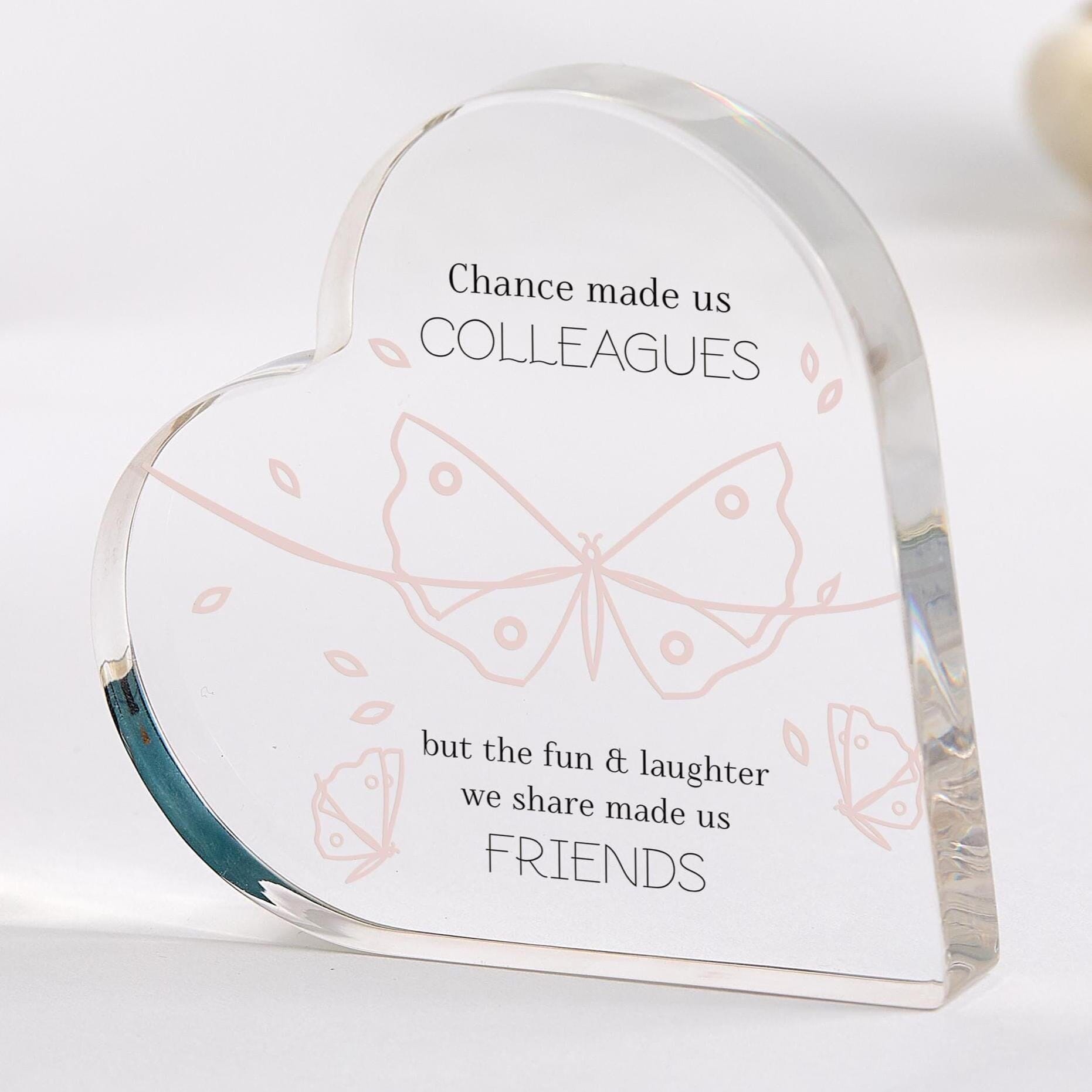 Colleague Friend Heart Plaque Keepsake Her Birthday Leaving Far Away or Thank You Present Female Work Friend Team Member