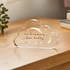 Gift for Dad Acrylic Plaque Me and Mummy Love Daddy Cute Father's Day Dad's Birthday Gift from Baby Toddler Keepsake for Daddy Father