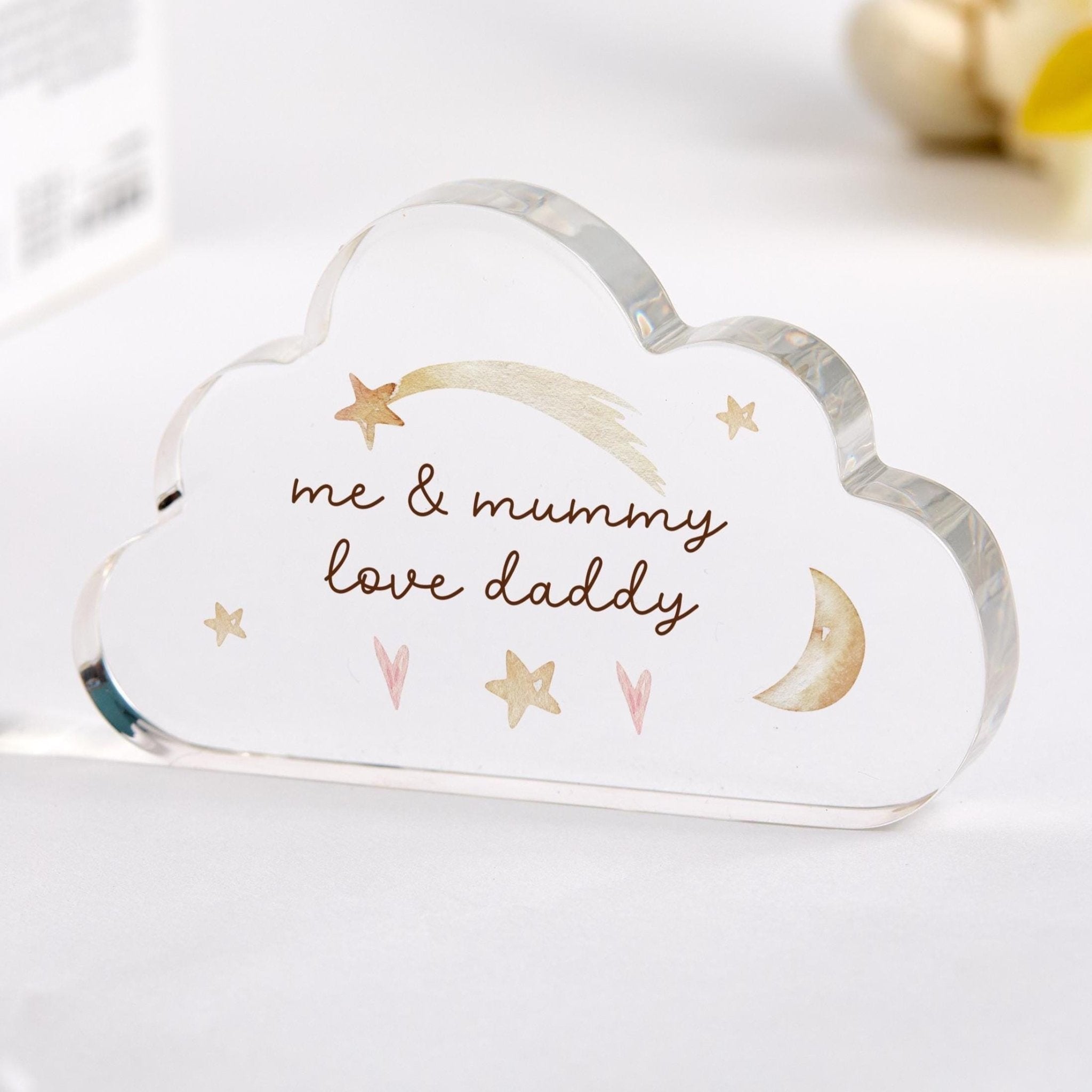 Gift for Dad Acrylic Plaque Me and Mummy Love Daddy Cute Father's Day Dad's Birthday Gift from Baby Toddler Keepsake for Daddy Father