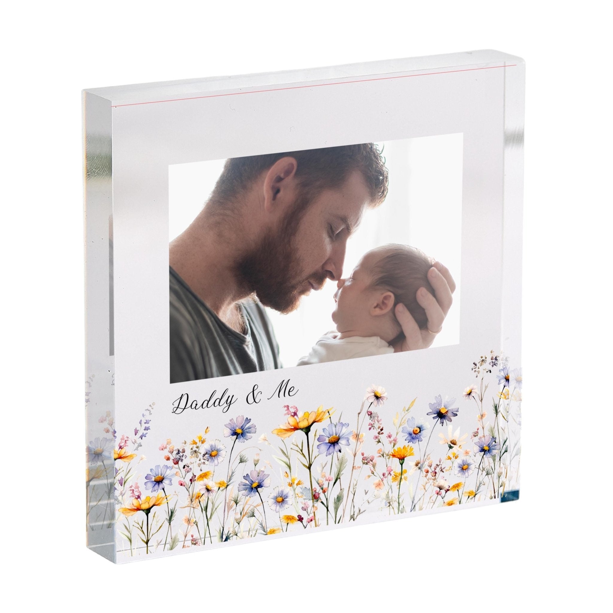 Gift for Dad Personalised Acrylic Photo Plaque Floral Frame Birthday Father's Day or Christmas Keepsake