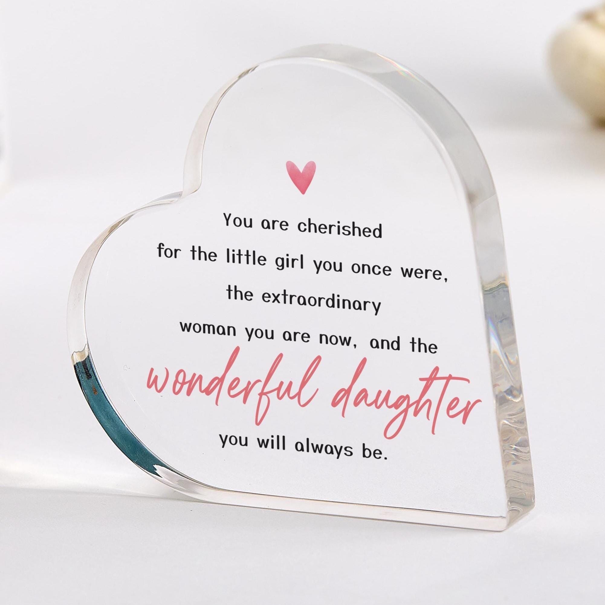 Daughter Heart Plaque Sentimental Her Cherished Keepsake Mum or Dad Daughters Birthday Christmas Present Her