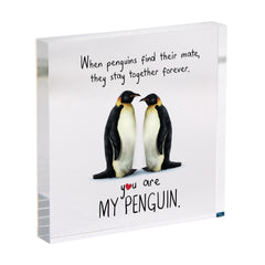 Gift for Girlfriend or Wife Penguin Couple Acrylic Plaque Keepsake for Christmas Valentine’s Day Anniversary Wedding for Husband Boyfriend