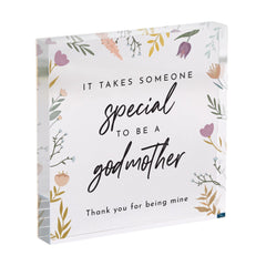 Gift for Godmother Christening Thank You Acrylic Plaque Elegant Keepsake with Heartfelt Quote Special Present from Godchild for Baptism