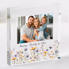 Gift for Grandad Personalised Acrylic Photo Plaque Floral Frame Birthday Mother's Day or Christmas Keepsake