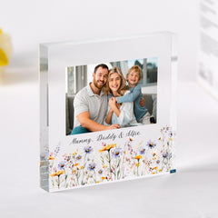 Gift for Nanny Personalised Acrylic Photo Plaque Floral Frame Birthday Mother's Day or Christmas Keepsake