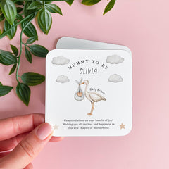 Gift for New Mum Personalised Mummy to Be Coaster with Stork Design Baby Shower Gift Idea for Mum to Be Pregnancy Keepsake