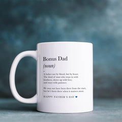 Gift for Stepdad Father's Day Mug for Bonus Dad Meaningful Definition Thoughtful Gift from Stepkids Keepsake Coffee Cup for Stepfather