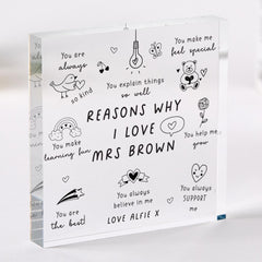 Gift for Teacher Personalised Teacher End of Term Gift Thank You Keepsake Plaque for Graduation Acrylic Plaque Teacher Appreciation