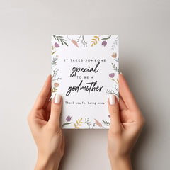 Godmother Thank You Card – It Takes Someone Special to Be a Godmother – Floral Design Meaningful Card for Christening or Birthday God Mother