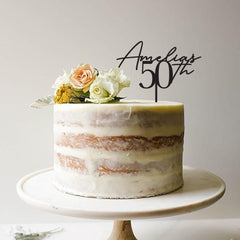 Gold Birthday Cake Topper, Custom Name & Age, Wooden Rustic Decor, Gold Silver Rose Gold Black, 40th - 60th Celebration