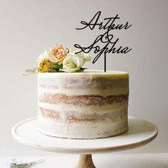 Gold Wedding Cake Topper, Rustic Bride Groom Engagement Decor, Wooden Gold Silver Rose Gold Black Elegant Minimal