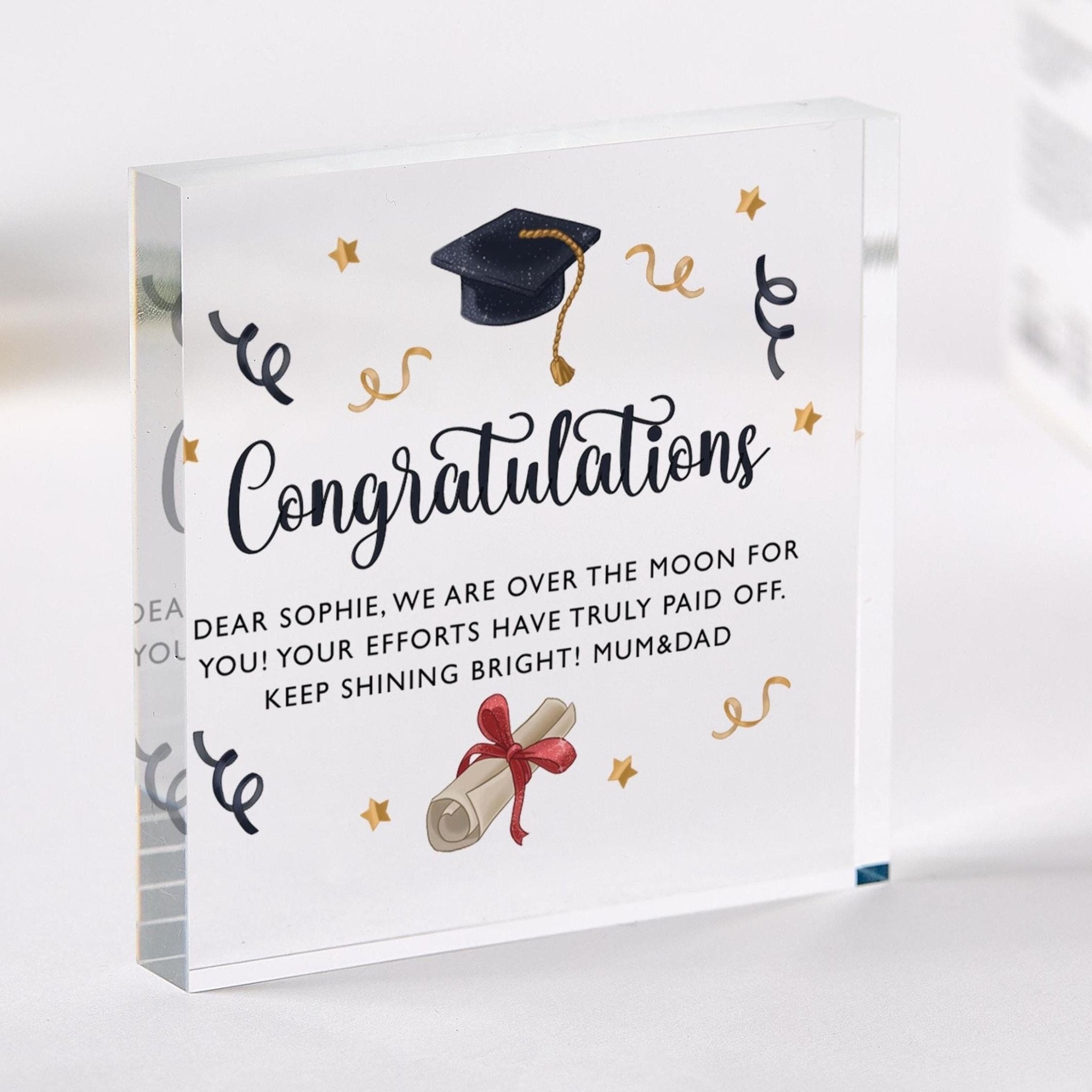 Graduation Her Him Personalised Keepsake Class 2025 Congrats Acrylic Plaque Daughter Son Nephew Niece Grandson Granddaughter