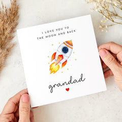 Grandad Card for Father's Day I Love You to the Moon and Back Rocket Design Thoughtful Keepsake for First Fathers Day Birthday or Christmas